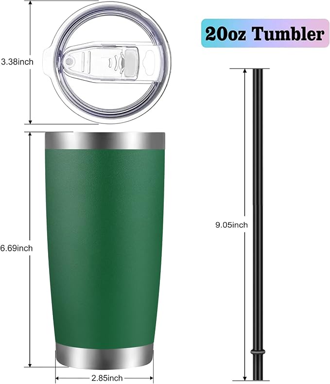 VEGOND 20oz Tumbler with Lid and Straw Stainless Steel Tumbler Cup Vacuum