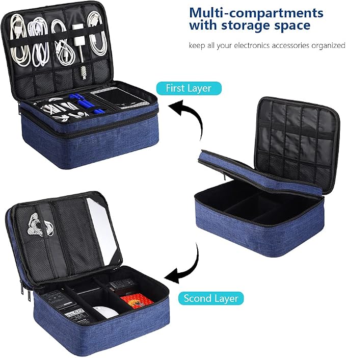 ORIENT FAMULAY Travel Electronics Organizer, Waterproof Cable Organizer Bag