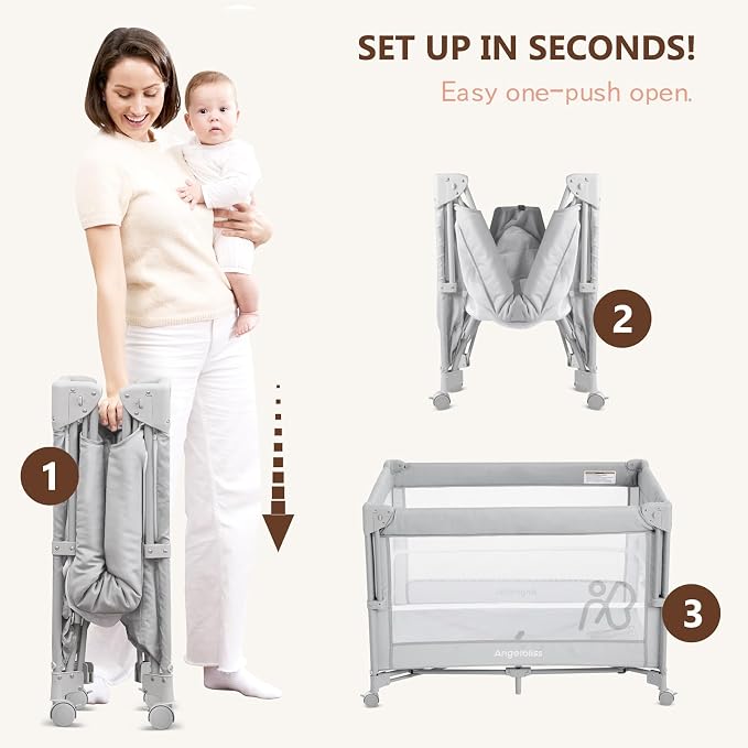 ANGELBLISS Baby Bassinet Bedside Crib, Pack and Play