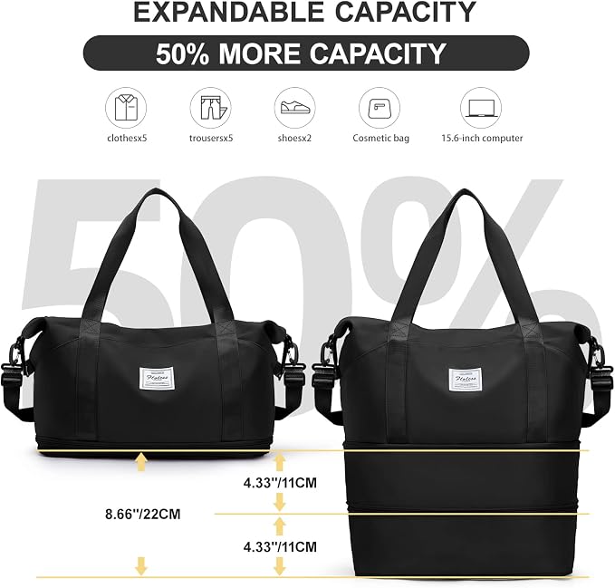 Travel Duffel Bag, Sports Tote Gym Bag, Shoulder Weekender Overnight Bag