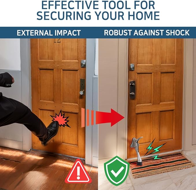 Door Stopper with Adhesive Bracket Stickers, No Drilling or Tools Needed