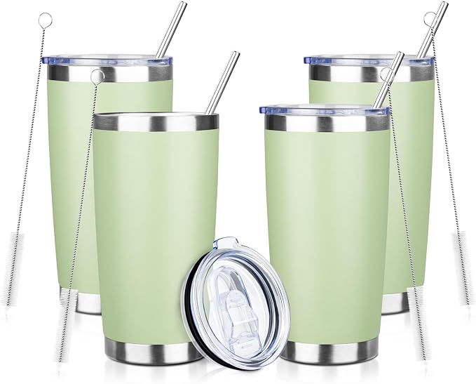 20oz Tumbler with Straw and Brush, Stainless Steel Vacuum Insulated tumbler