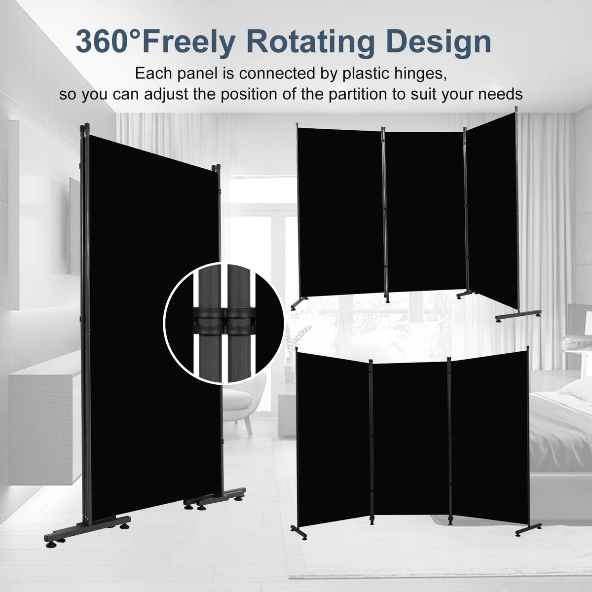 Room Divider 6ft Room Dividers and Folding Privacy Screens, 3 Panel Partition Room Divider Fabric Panel, Indoor Wall Divider for Room Separation Freestanding Space Separators for Bedroom Office Studio