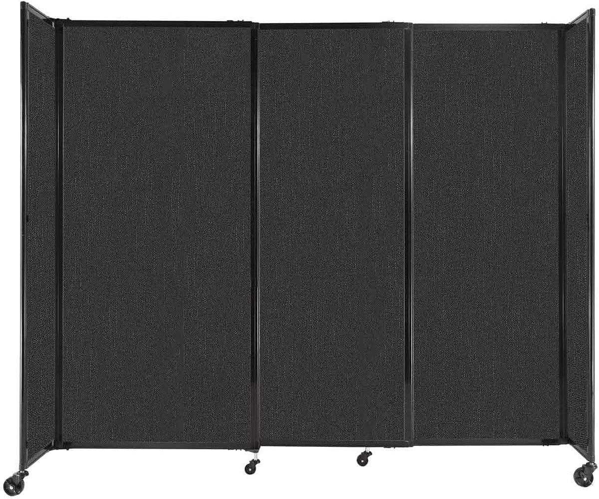 Versare Straightwall Sliding Portable Wall Partition | Freestanding Office Dividers | Locking Wheels | Temporary Room Separator | 7'2'' Wide x 6' Tall Black Fabric Panels