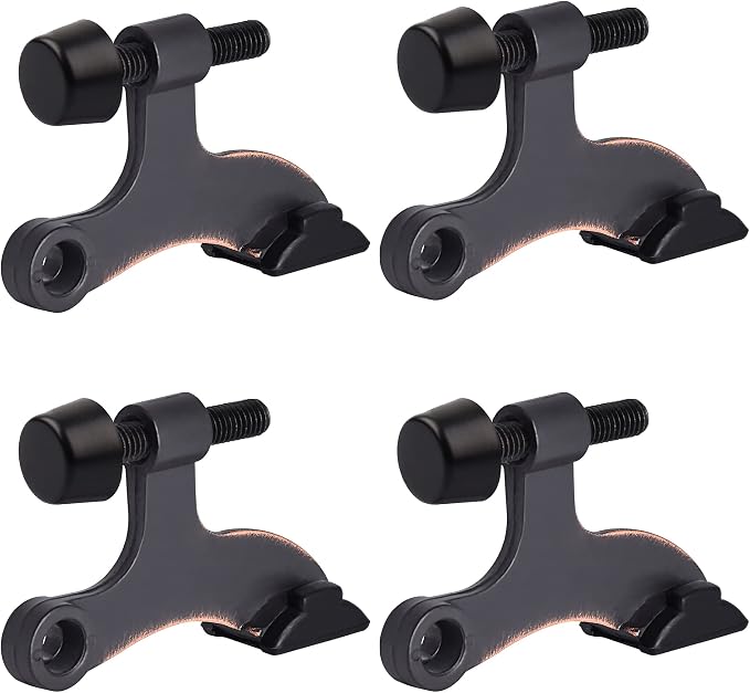 HOMOTEK 4 Pack Hinge Pin Oil Rubbed Bronze Door Stopper, Adjustable Deluxe