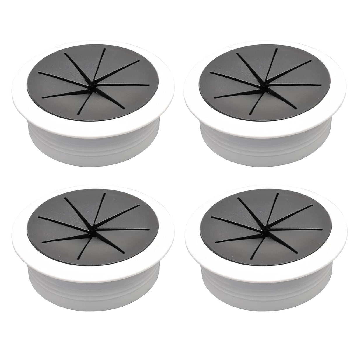 Desk Grommet 2" (50 mm), Desk Hole Cover for Cables White and Black, Cable Grommet ABS Plastic, Desk Hole Grommet for Office and Home Table Cable, Flexible Cable Cord Organizer-4 Pcs