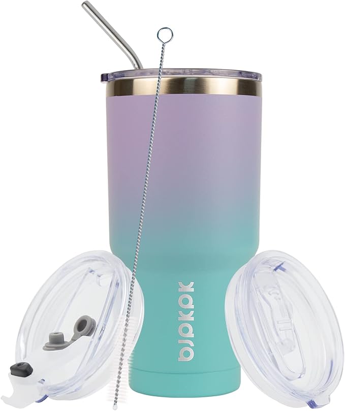 BJPKPK 30oz Tumbler Stainless Steel Double Wall Vacuum Insulated Mug with Straw and Lid for Women and Men,Lavender Green
