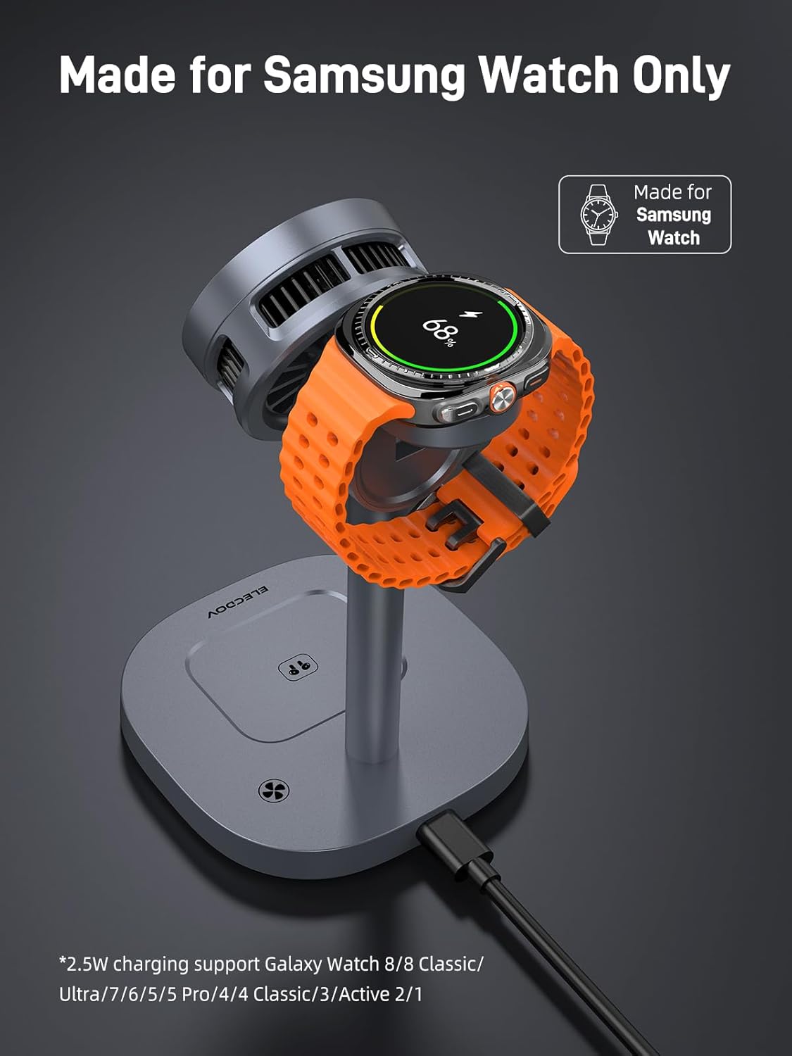 3 in 1 Magnetic Charging Station for Samsung, Qi2 Certified Phone-Cooling Magsafe Wireless Charger for Samsung Galaxy Z Fold 7/Flip 7/S25 Ultra/S24, Galaxy Watch 8/Ultra/7/6/5, Galaxy Buds 3 Pro/3
