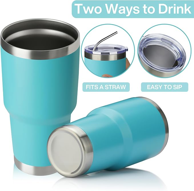 MEWAY 30oz Tumbler Double Wall Vacuum Insulated Travel Mug, Stainless Steel Tumbler with Lid, Durable Powder Coated Insulated Coffee Cup for Cold & Hot Drinks (Lake Blue,1 PACK)