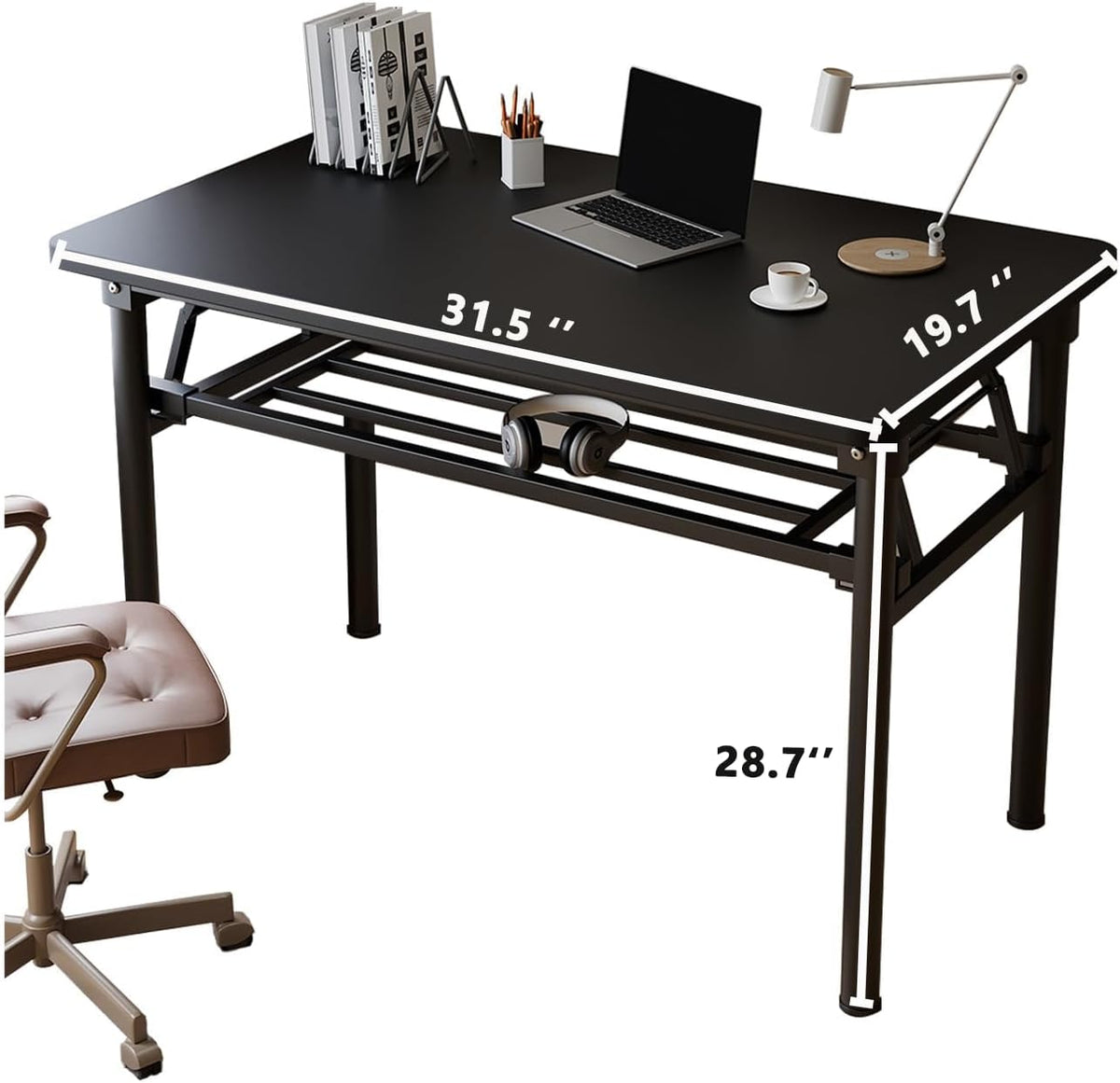Small Folding Desk No Assembly,31.5 Inch Folding Computer Desk Small Foldable Table for Home Office.