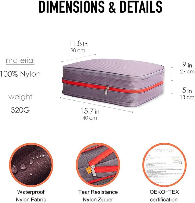 Bee Nesting Waterproof Compression Packing Cubes, Travel Packing organizers