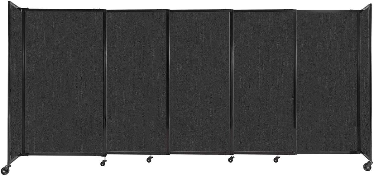Versare Straightwall Sliding Portable Wall Partition | Freestanding Office Dividers | Locking Wheels | Temporary Room Separator | 11'3'' Wide x 5' Tall Black Fabric Panels