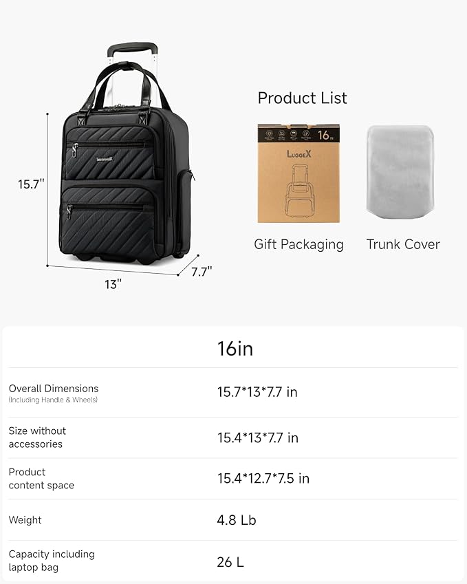 LUGGEX Underseat Carry On Luggage