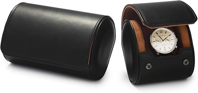 Oirlv Premium Leather Watch Roll Travel Case Single Watch Box