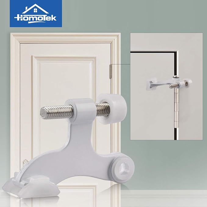 HOMOTEK 2 Pack Hinge Pin White Door Stopper, Adjustable Deluxe Heavy Duty Door
