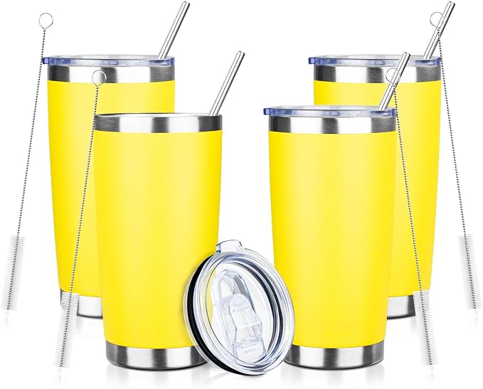 20oz Tumbler with Straw and Brush, Stainless Steel Vacuum Insulated tumbler