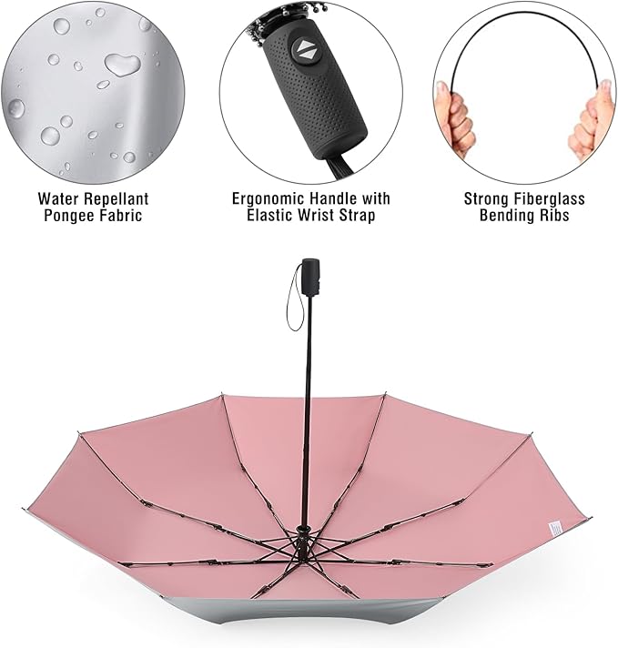G4Free UPF 50+ UV Protection Large Travel Umbrella 42/46 Inch Auto Open Close