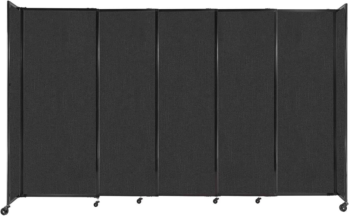 Versare Straightwall Sliding Portable Wall Partition | Freestanding Office Dividers | Locking Wheels | Temporary Room Separator | 11'3'' Wide x 6'10'' Tall Black Fabric Panels
