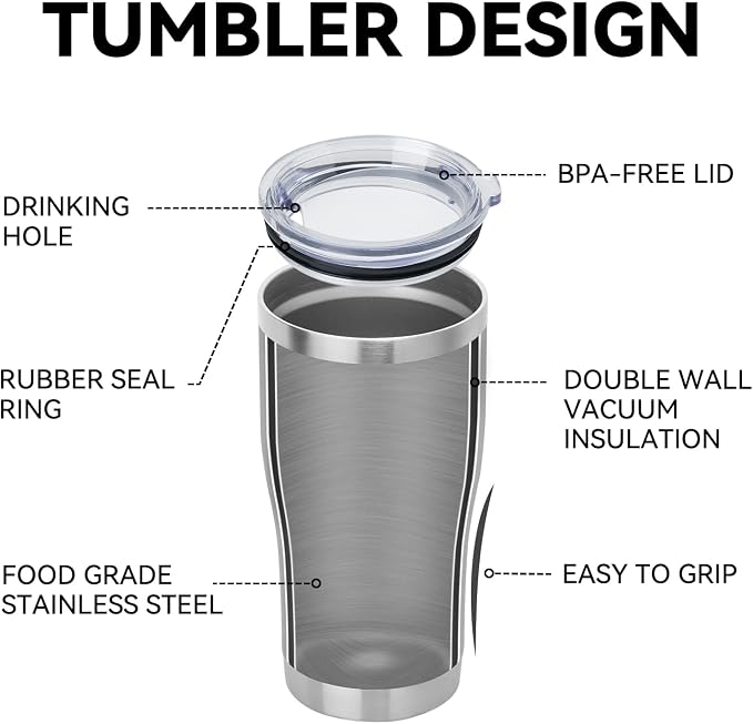DOMICARE 20oz Tumbler with Lid Stainless Steel Tumblers Bulk, Double Wall