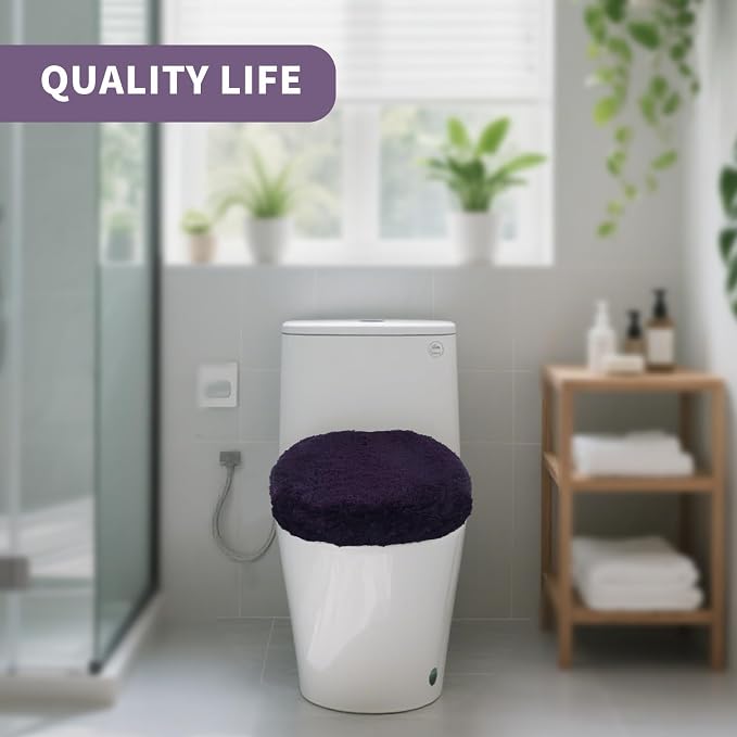 Microfiber Elongated Toilet Seat Cover 19.5"x 15" Machine Washable Solid Toilet