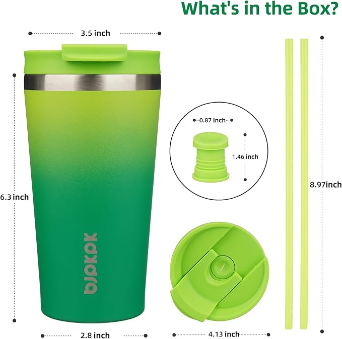 BJPKPK 18oz Tumbler With lid And Straw Stainless Steel Travel Coffee Mug Insulated Tumblers Cups,Bamboo Grove