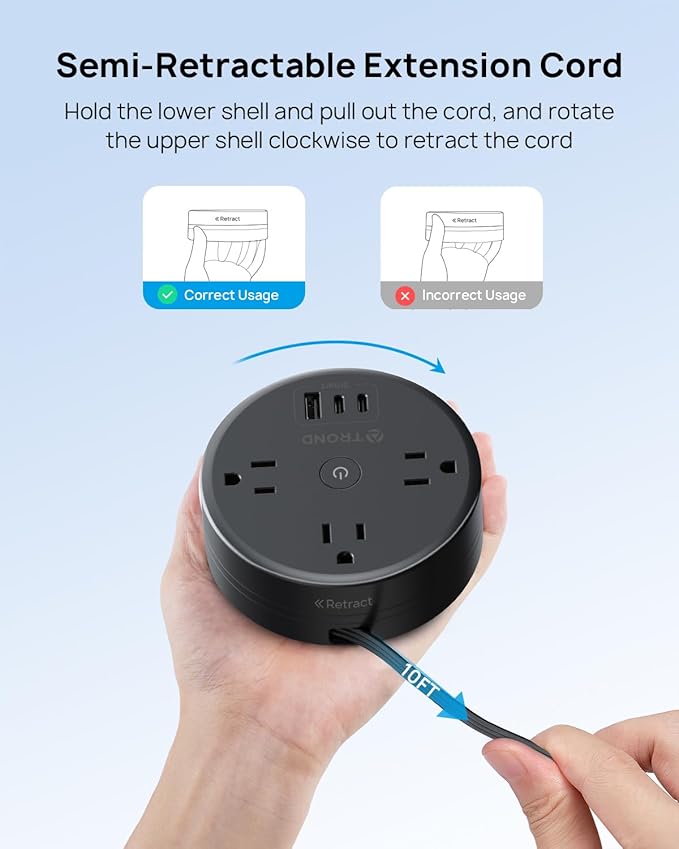 TROND Power Strip Flat Plug
