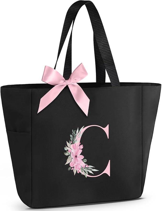 Vavabox Tote Bag, A-Z Initial Monogrammed Waterproof Tote Bag, Bridesmaid Gifts