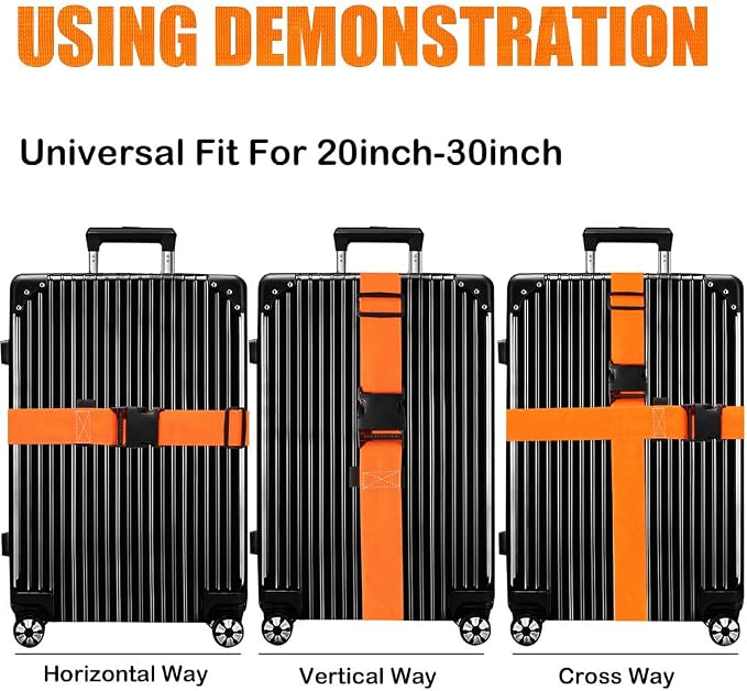 Luggage Straps for Suitcases TSA Approved-2 Pack Bright Personalized Luggage