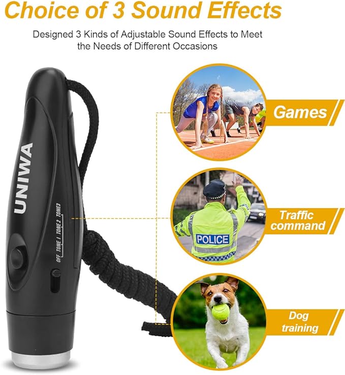 UNIWA Electronic Whistles, 2 Pack Handheld 3 Tone High Volume Electric Whistle