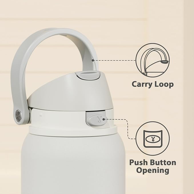 40 oz Insulated Water Bottle with Straw: Meoky Stainless Steel Metal Water Bottle with 2-in-1 Lid - Leak Proof, Cold for 24 Hours, Protective Silicone Base, BPA-Free for Sports Gym, Ivory