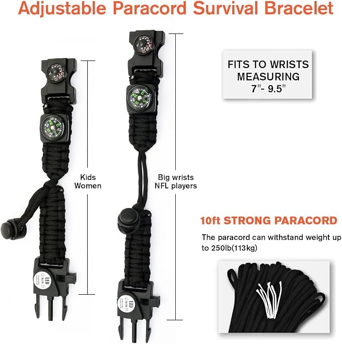 20 in 1 Survival Paracord Bracelet Adjustable Gear Kit