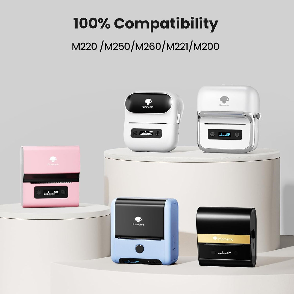 Phomemo 2.36" x 3.14" Multipurpose Labels, Premium Adhesive Mailing Address Label Compatible with M220 M200 Thermal Printer for Logo Design, QR Code, Name Tag, Inventory, 100Pcs