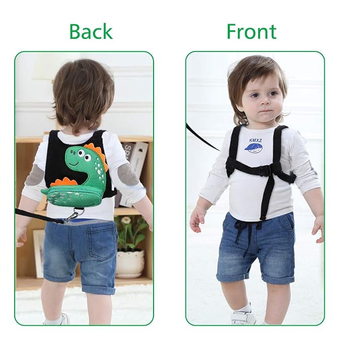 3 in 1 Toddler Harness Leash + Baby Anti Lost Wrist Link, Accmor Cute Dinosaur