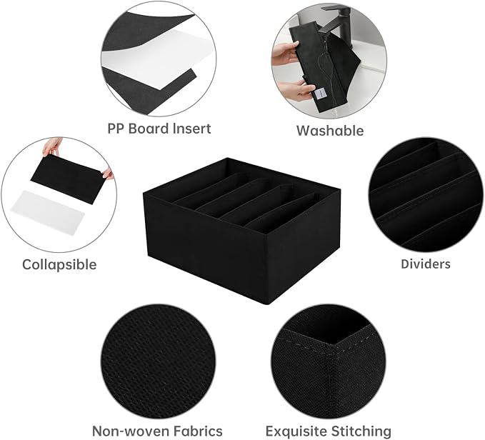 Jeans Drawer Organizers for Clothing, 5 Compartment Wardrobe Storage Box