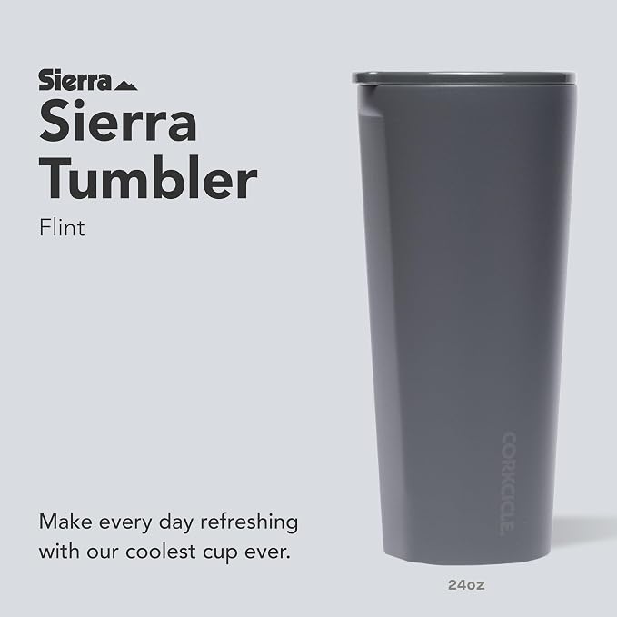 Corkcicle Classic Tumbler - Keeps Drinks Cold for 9 Hours & Hot for 3 - Triple-Insulated Stainless Steel - Holiday Tumbler Gift - 24 oz - Flint