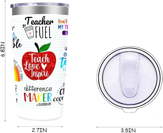 MFGNEH Teacher Gifts,Teacher Appreciation Gifts,Teachers Christmas Birthday Gift from Students,Back to School Gift for Women,20oz Stainless Steel Tumbler Cup