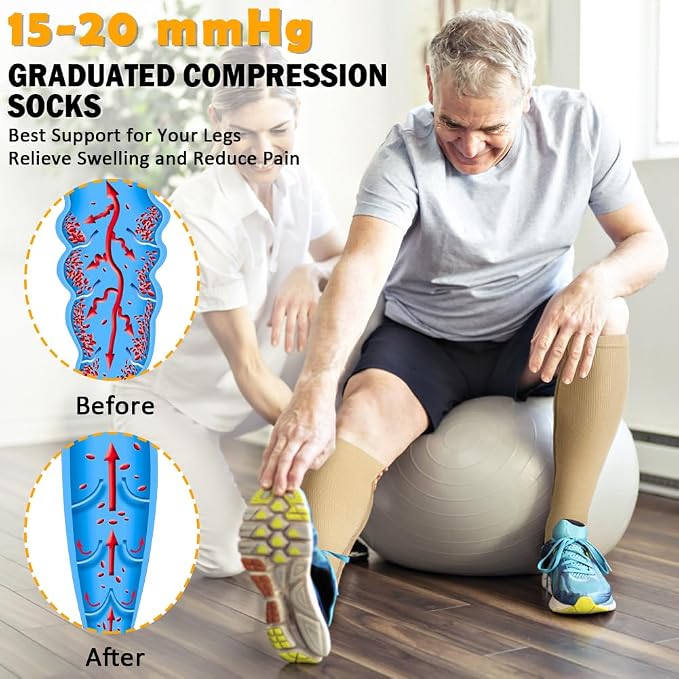 CASMON 2 Pairs Zipper Compression Socks