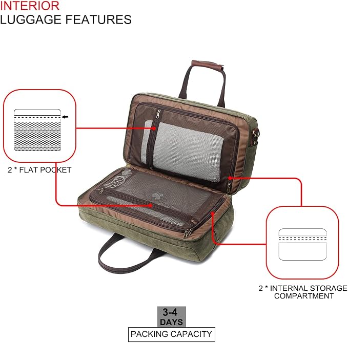 Duffle Bag for Men Waterproof Genuine Leather Canvas Travel Duffel Bags for