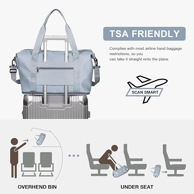 Travel Duffel Bag, Sports Tote Gym Bag, Shoulder Weekender Overnight Bag