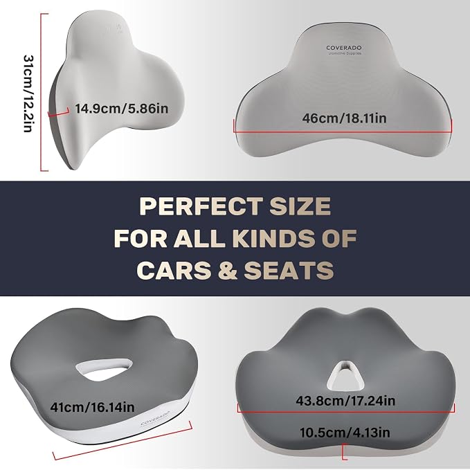 Coverado Seat Cushion and Lumbar Support Pillow