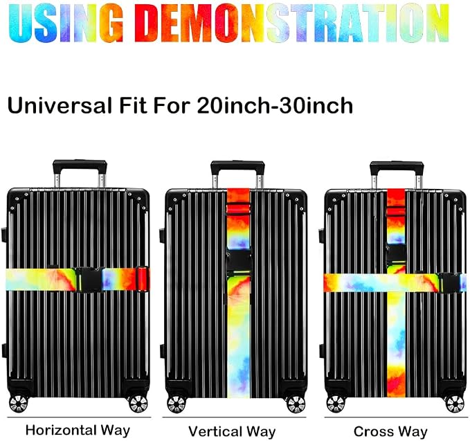 Luggage Straps for Suitcases TSA Approved-2 Pack Bright Personalized Luggage
