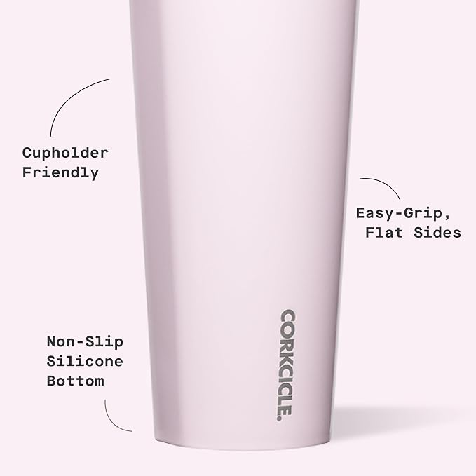 Corkcicle Classic Tumbler - Keeps Drinks Cold for 9 Hours & Hot for 3 - Triple-Insulated Stainless Steel - Holiday Tumbler Gift - 24 oz - Powder Puff
