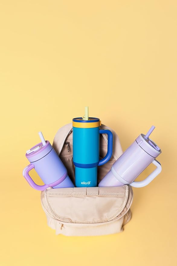Ello Oasis 14oz Stainless Steel Toddler Tumbler with Handle & Retracting Straw, 100% Leakproof, Double-Wall Vacuum Insulated, Kids Water Bottle for School, BPA Free, Dishwasher Safe, Glacier