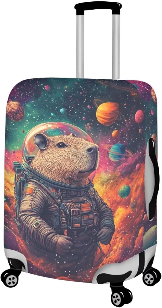 Cute Capybara Suitcase Cover Fit 22-25 Inch Anti-Scratch Washable Spandex