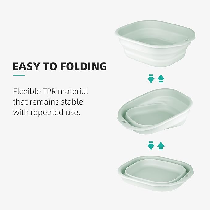 2 Pack Collapsible Wash Basin Set, Foldable Dish Tub, Small Medium Portable Sink