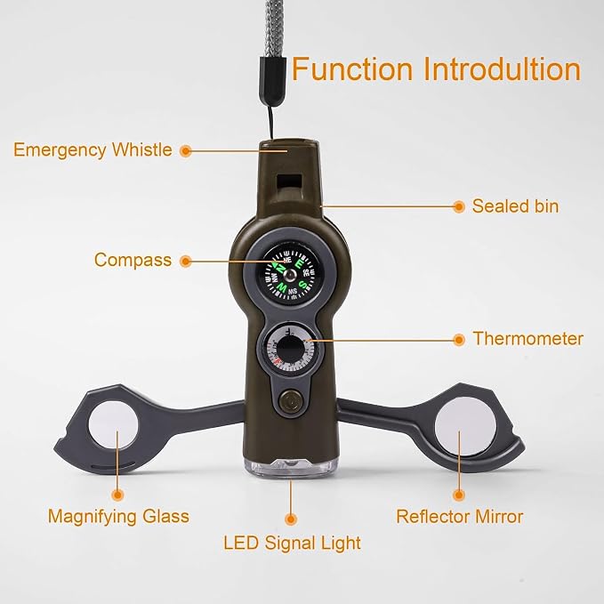 Emergency Survival Function Whistle, Outdoor Multifunctional Tool Safety Whistle