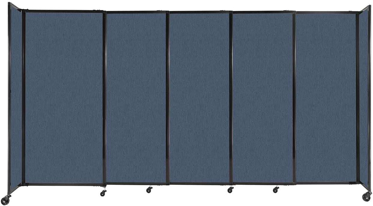 Versare Straightwall Sliding Portable Wall Partition | Freestanding Office Dividers | Locking Wheels | Temporary Room Separator | 11'3'' Wide x 6' Tall Ocean Fabric Panels