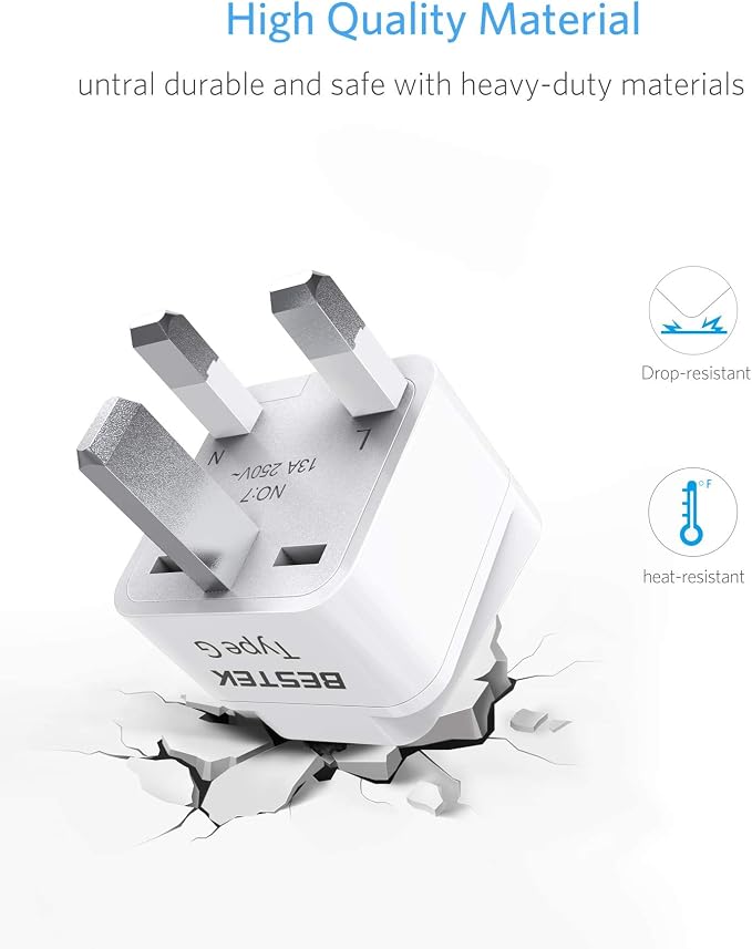 BESTEK UK Travel Plug Adapter Set, Grounded Universal Power Plug Adapter