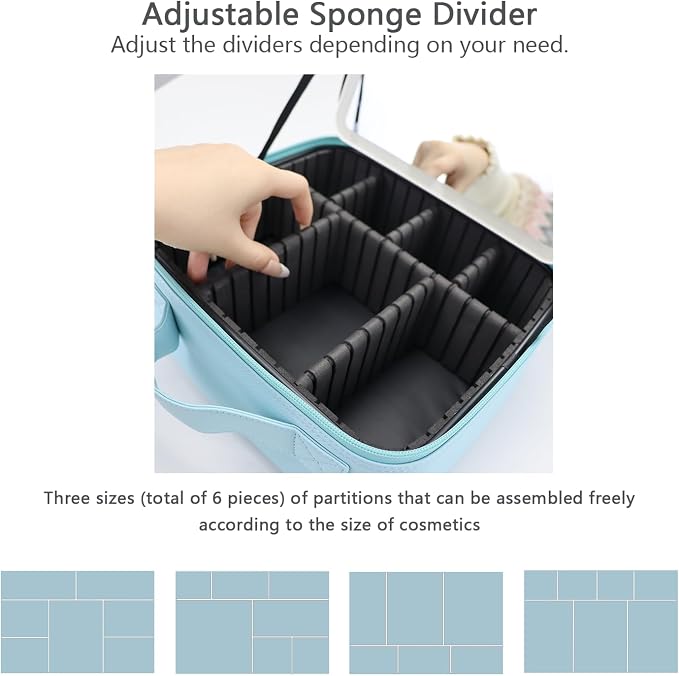 Makeup Bag with Led Mirror, Travel Makeup Organizer with 3 Color Setting & 10X
