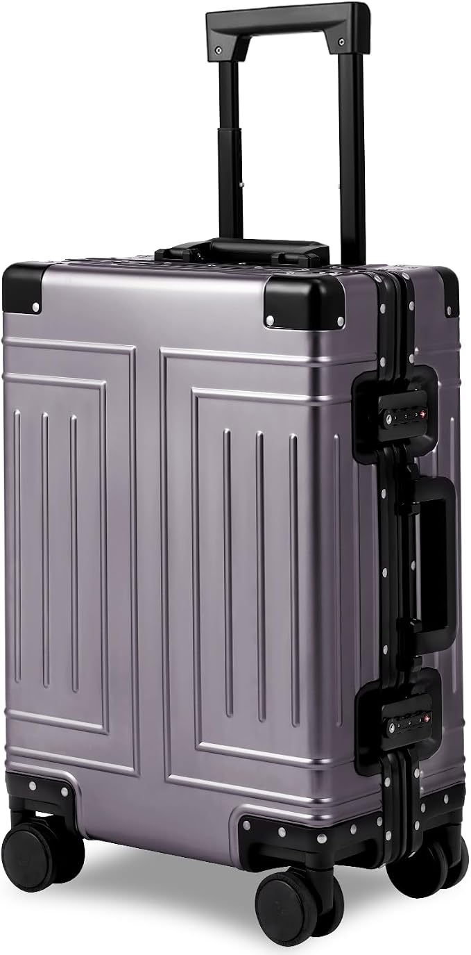 All Aluminum Magnesium Carry On Luggage，Cut from Whole Aluminum Sheet，22x14x9